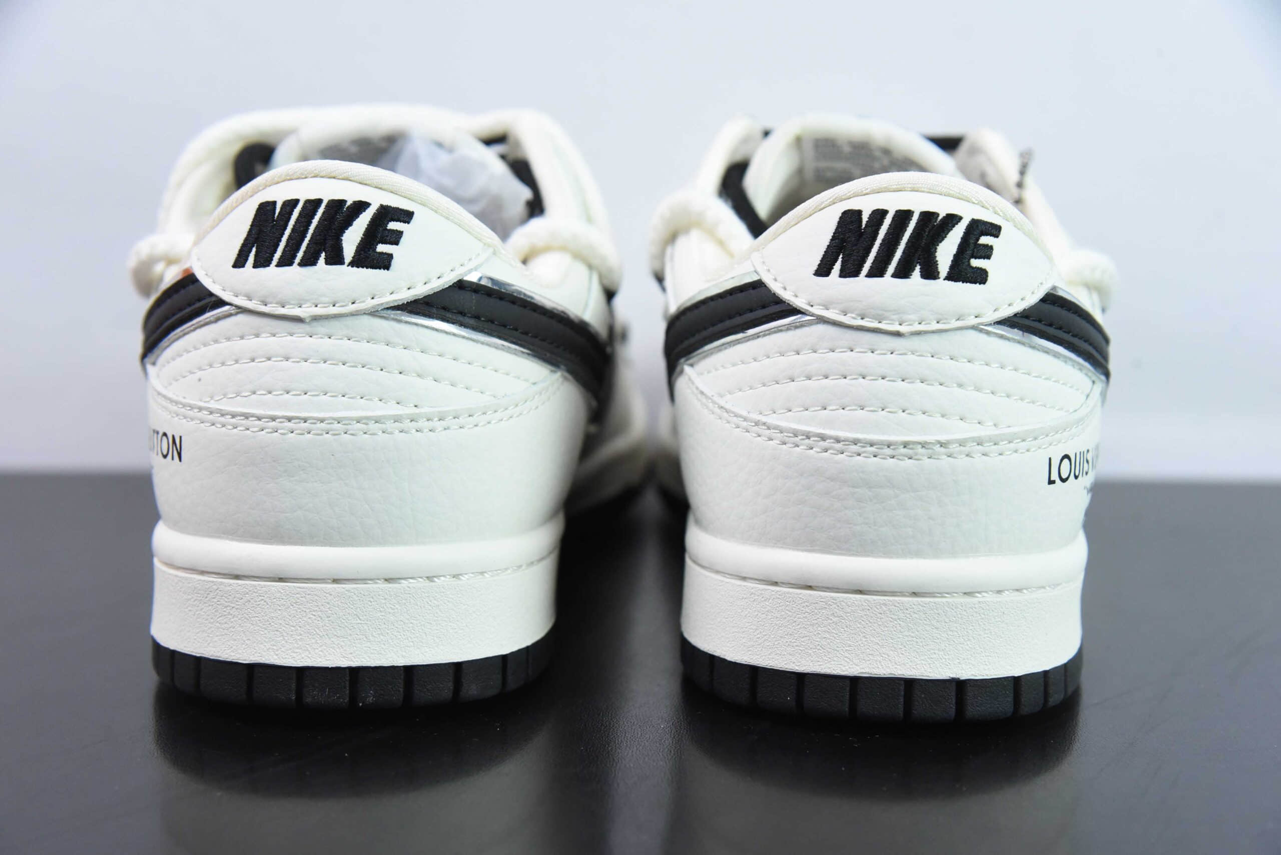 耐克Nike SB Dunk Low LV联名米白黑印花周年高端定制低帮休闲板鞋纯原版本 货号：SJ2068-243