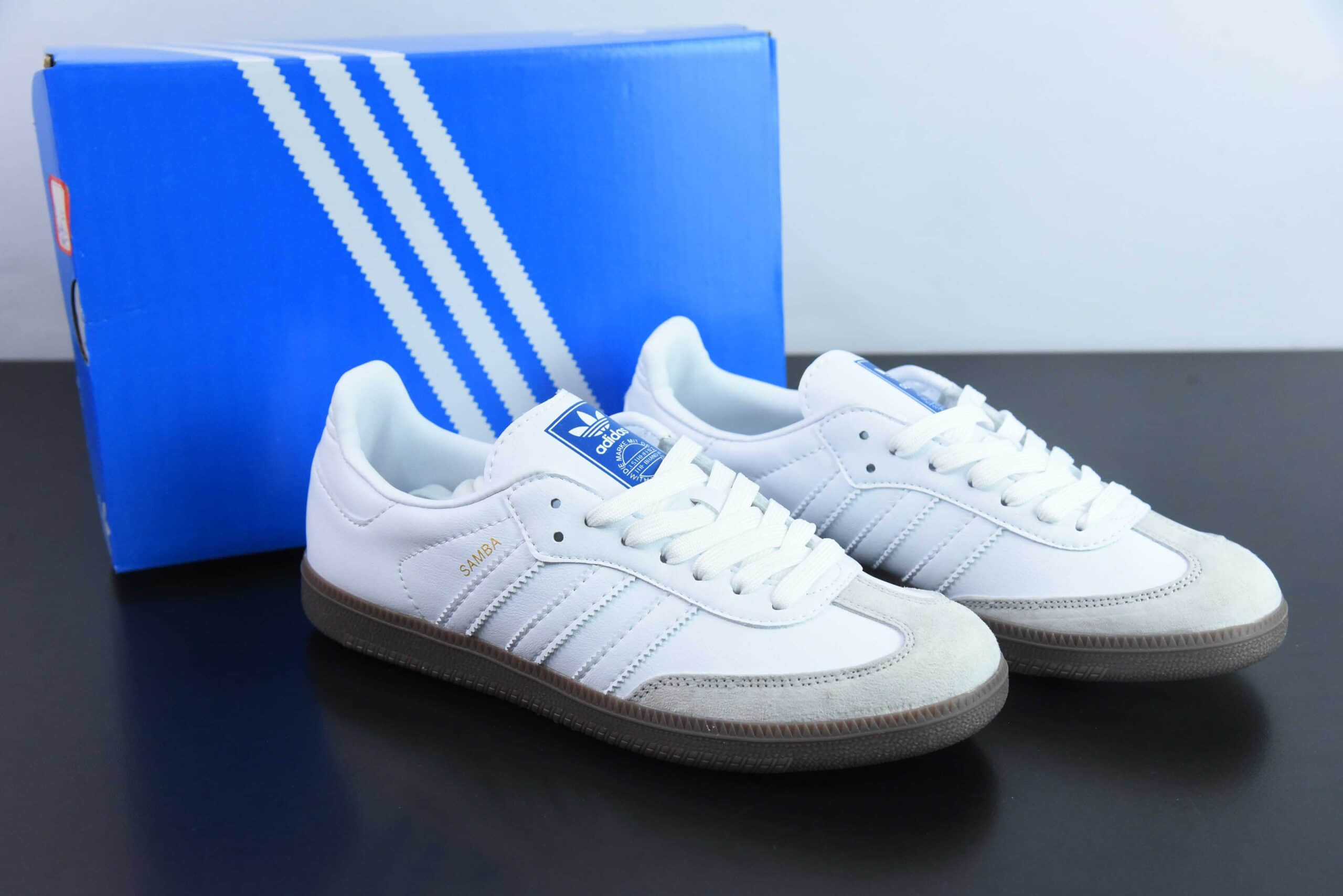 阿迪达斯Adidas Originals Samba OGWhite Gum “皮革白灰生胶底”桑巴舞软皮版系列绅士德训足球风百搭低帮休闲运动板鞋纯原版本 货号：IE3439