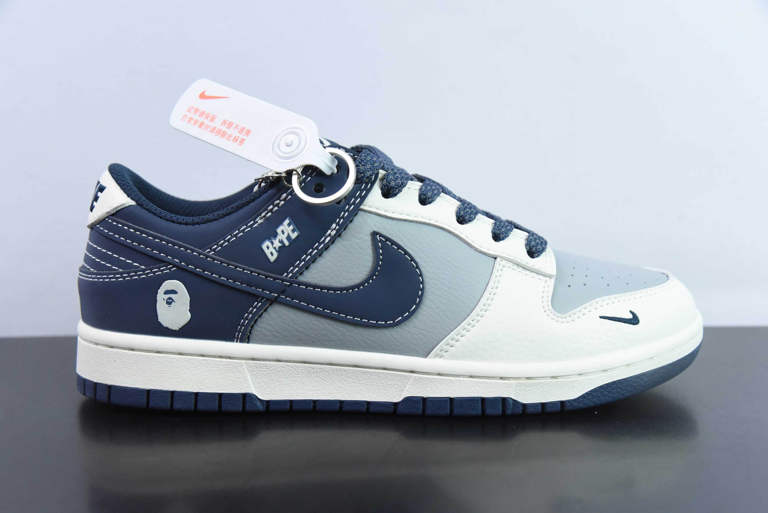 耐克Nike SB Dunk Low BAPE联名米蓝灰周年高端定制SB低帮休闲板鞋纯原版本 货号： BB8969-001