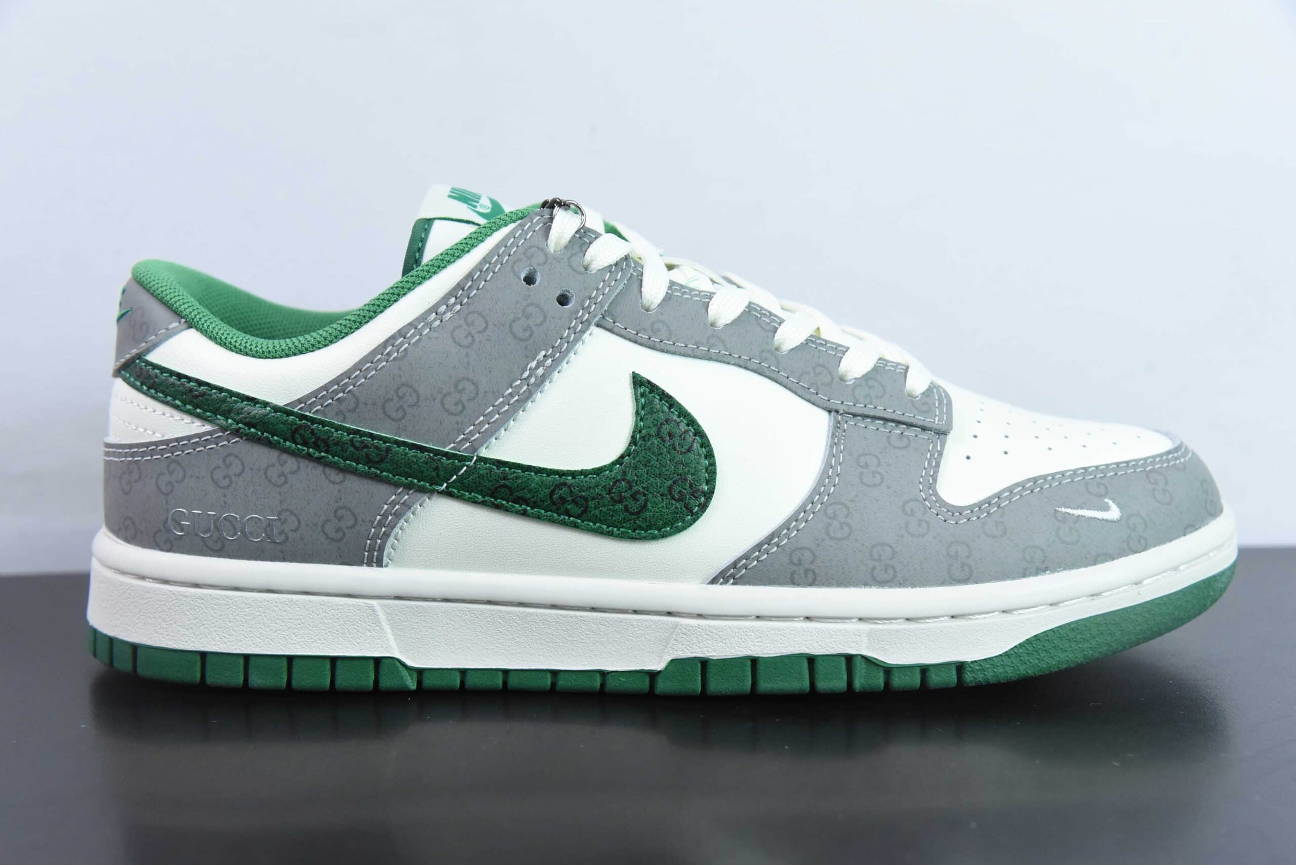 耐克Nike SB Dunk Low GUCCI联名灰绿SB低帮休闲板鞋纯原版本 货号： SF1588-134 
