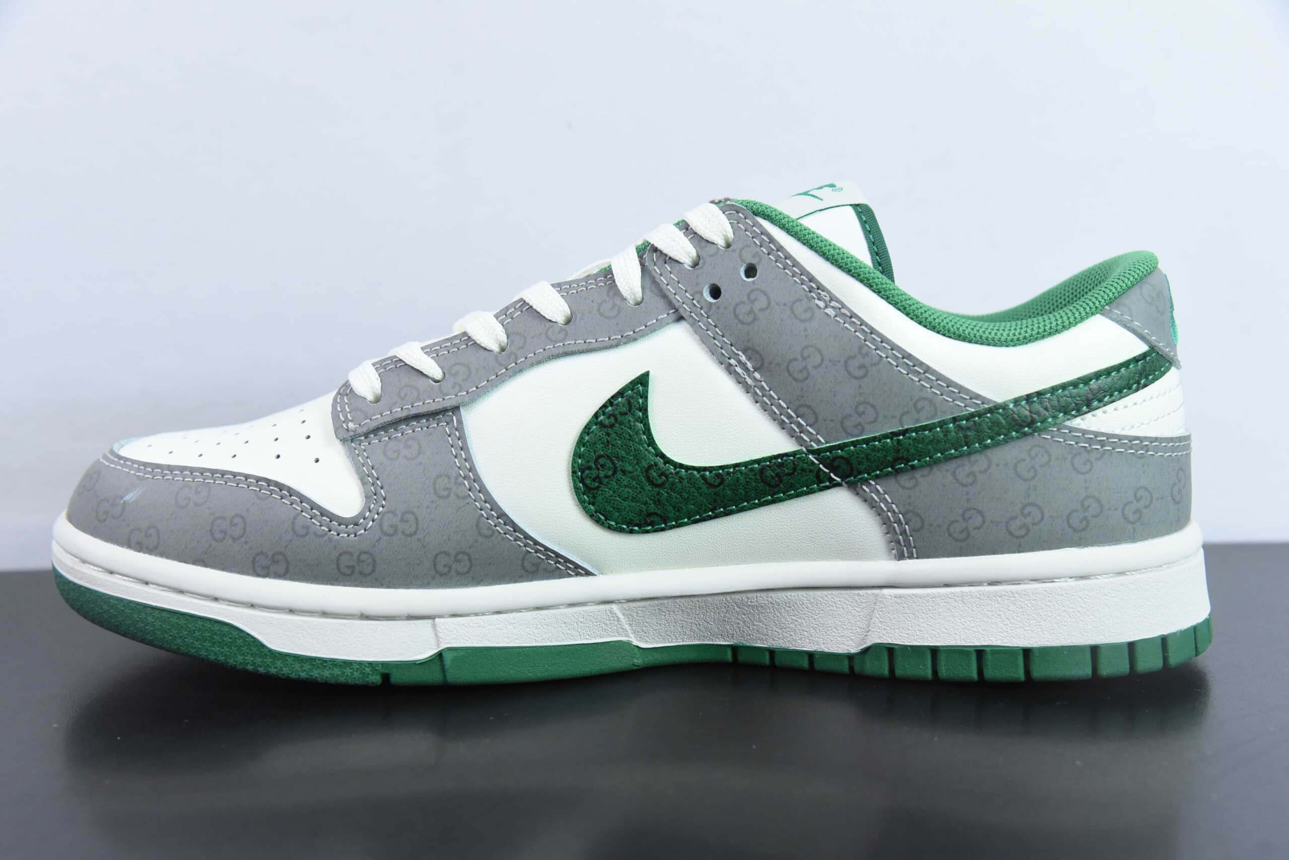 耐克Nike SB Dunk Low GUCCI联名灰绿SB低帮休闲板鞋纯原版本 货号： SF1588-134 