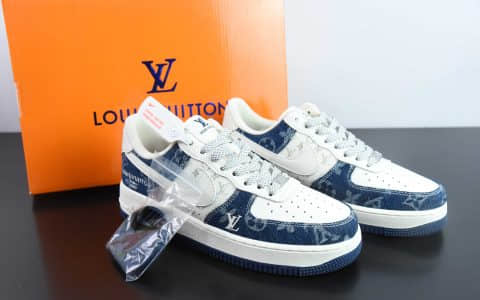 耐克NIke Air Force 1 '07 Low “LV联名荧光蓝牛仔”空军一号低帮休闲板鞋纯原版本 货号：DH7566-100