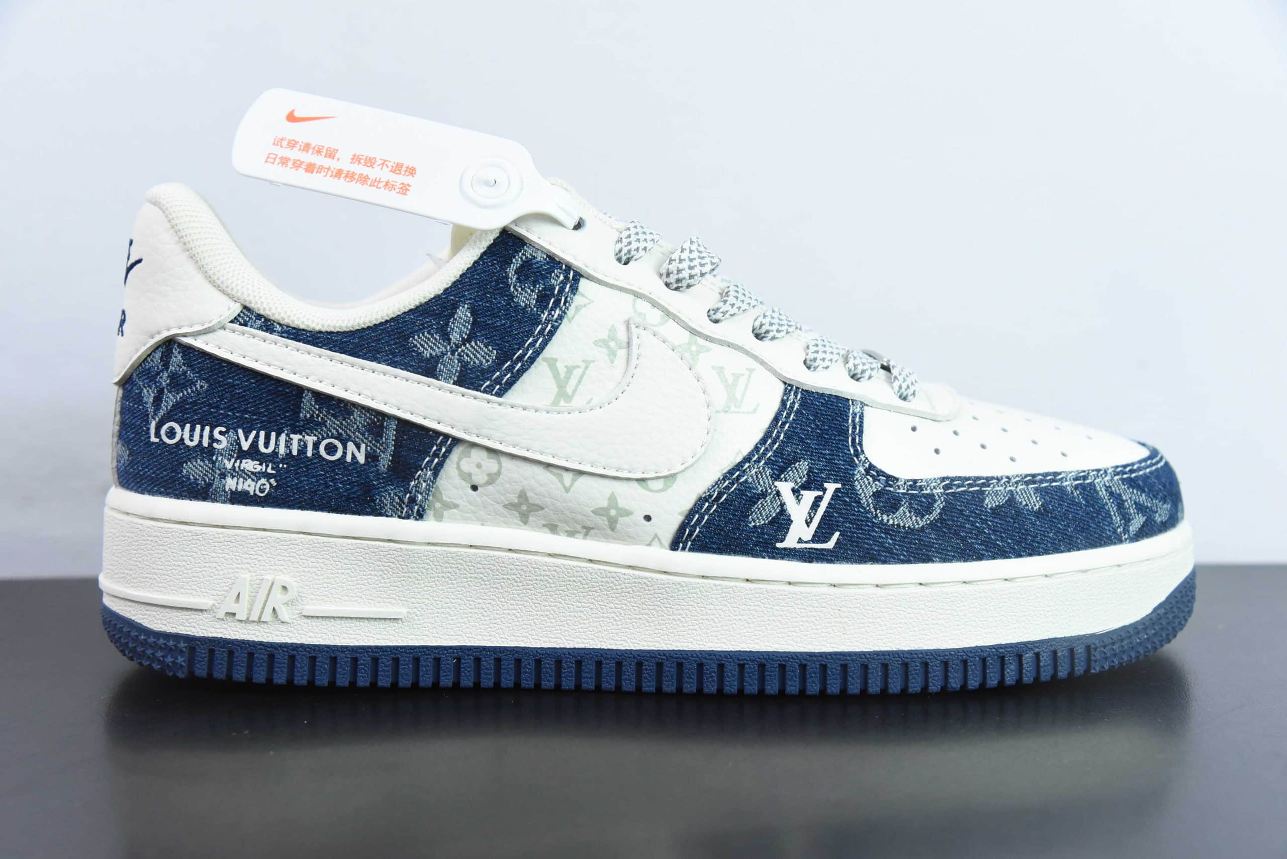 耐克NIke Air Force 1 '07 Low “LV联名荧光蓝牛仔”空军一号低帮休闲板鞋纯原版本 货号：DH7566-100