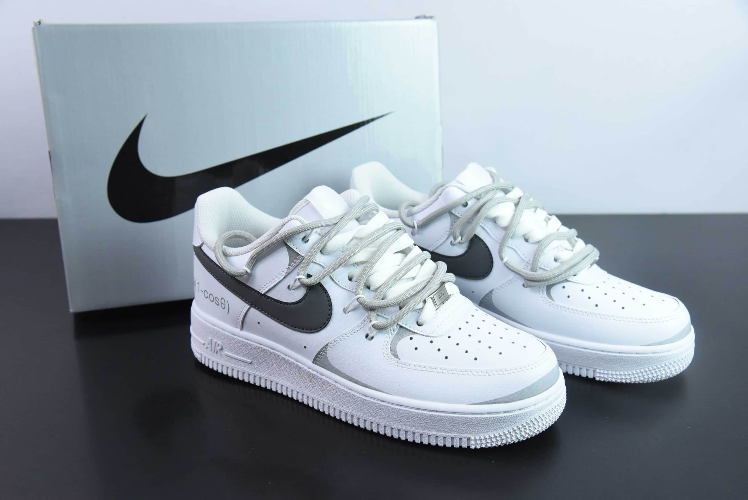 耐克Nike Air Force 1 Low’07 喷绘白灰空军一号绑带低帮休闲板鞋纯原版本 货号：ZH0316-017