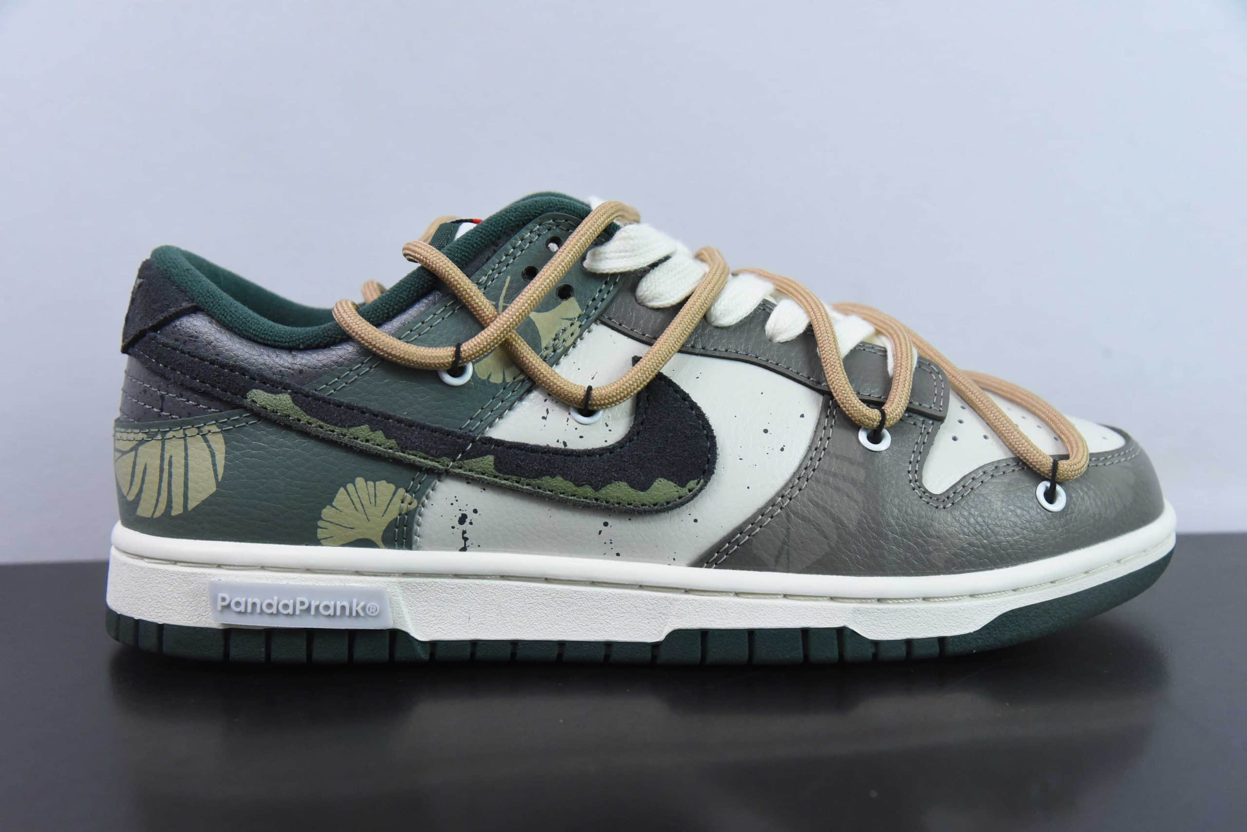 耐克Nike SB Dunk Low 熊猫恶作剧绿野浮渊解构抽绳SB低帮休闲滑板鞋纯原版本 货号：FD0350-133 