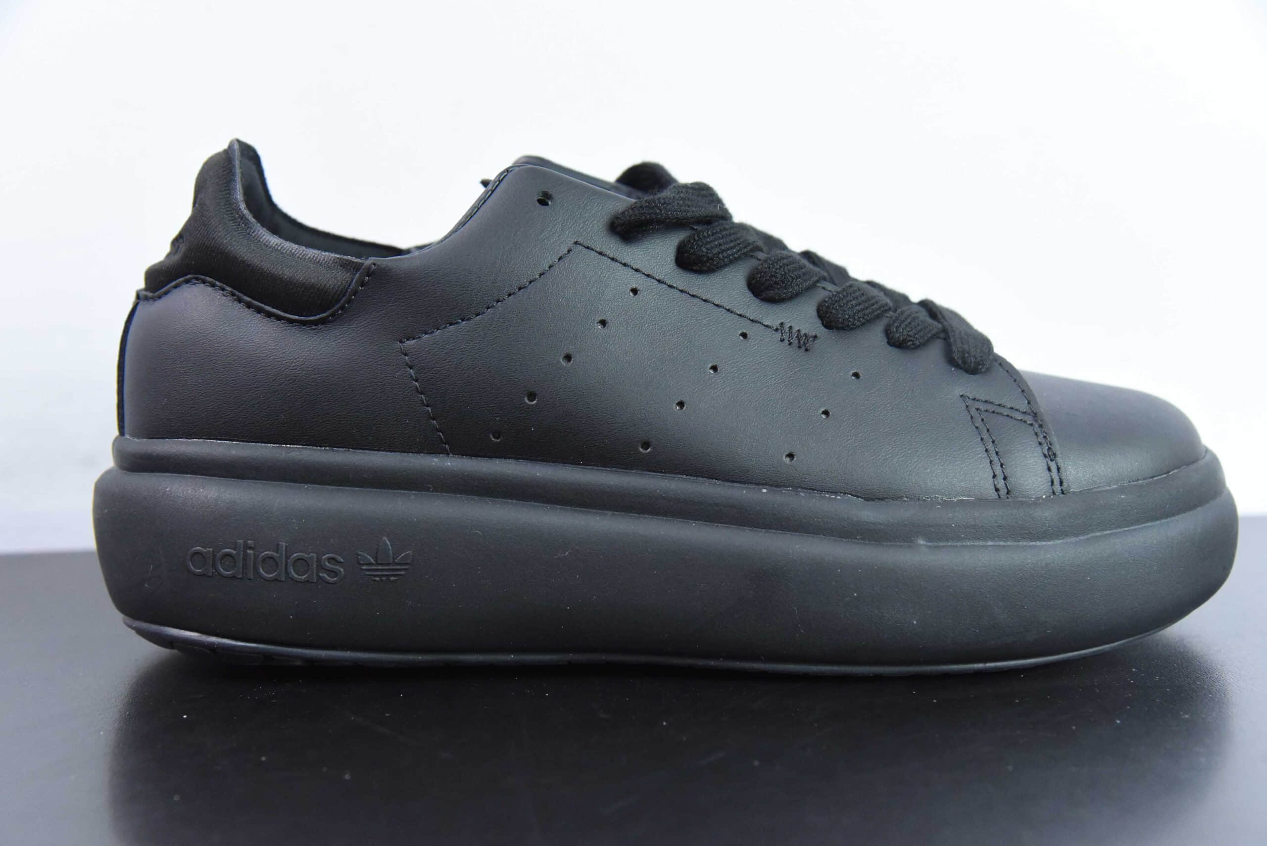 阿迪达斯Adidas Originals Stan Smith PE纯黑史密斯面包系列低帮轻量松糕经典百搭复古休闲运动厚底板鞋纯原版本 货号：IE0450