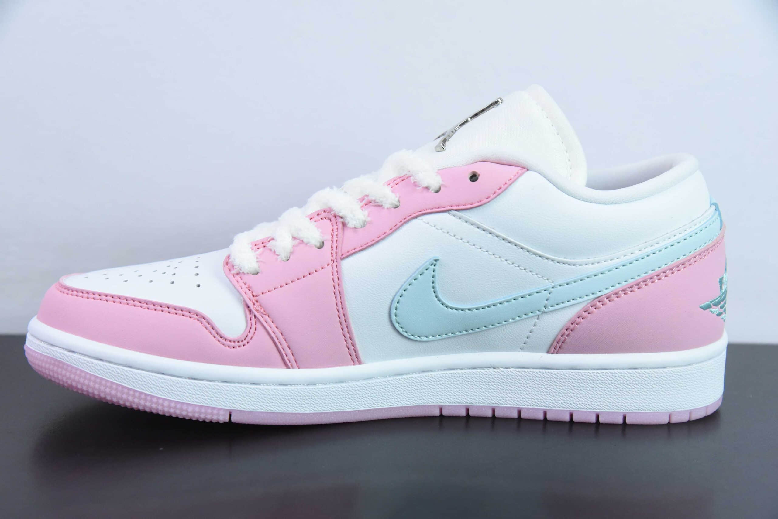乔丹Air Jordan 1 Retro Low WhitePink FoamGlacier Blue AJ1白粉冰淇淋低帮休闲板鞋纯原版本 货号：HM3706-141