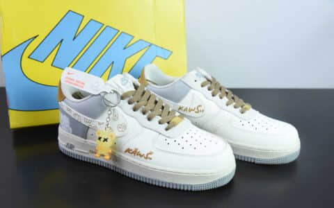 耐克Nike Air Force 1´07 Low x KAWS联名涂鸦白灰黄空军一号低帮百搭休闲运动板鞋纯原版本 货号：CW2288-207