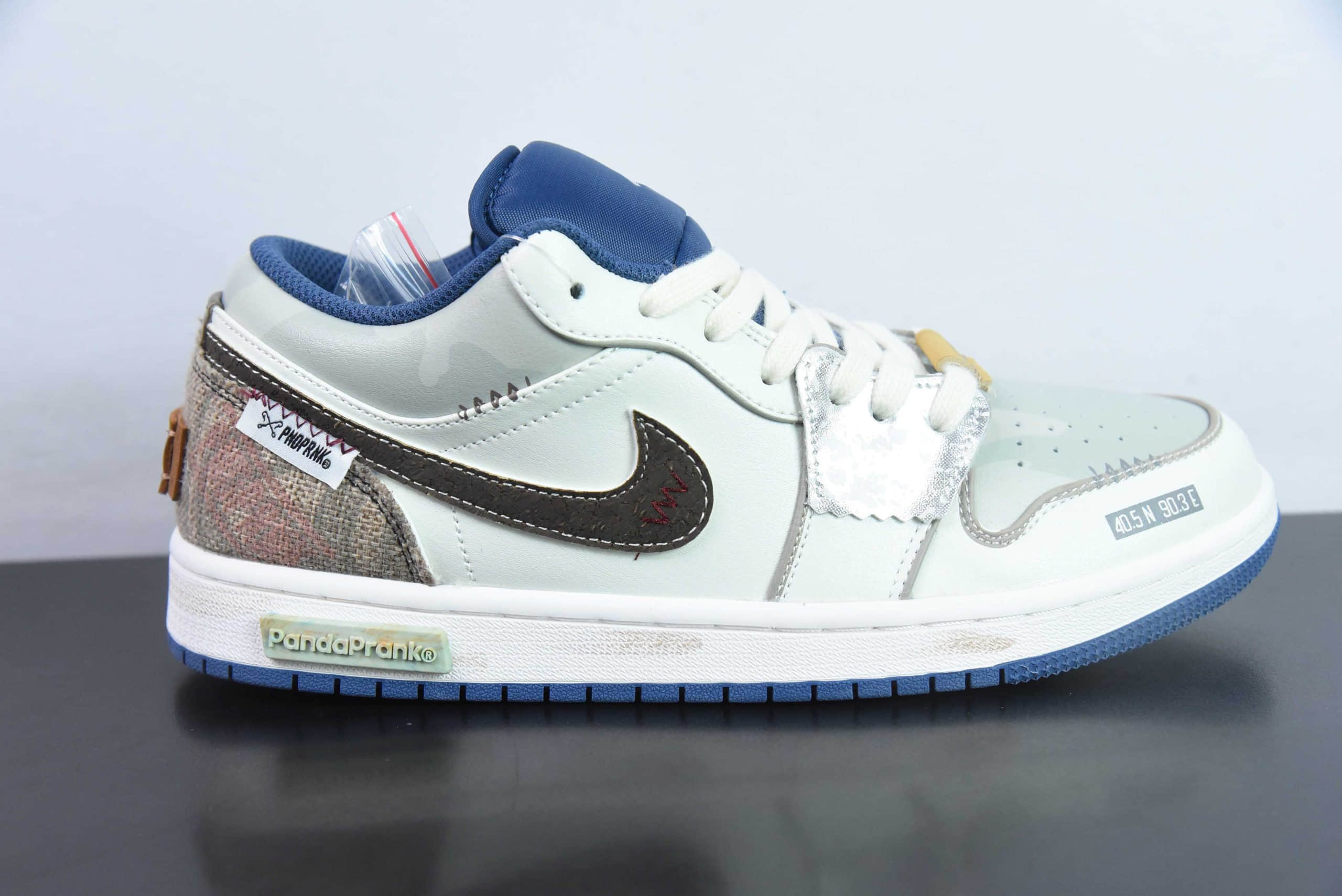 乔丹Air Jordan AJ1 Low 踏浪蓝白棕定制配色系列低帮复古文化篮球鞋纯原版本 货号：553558-414  