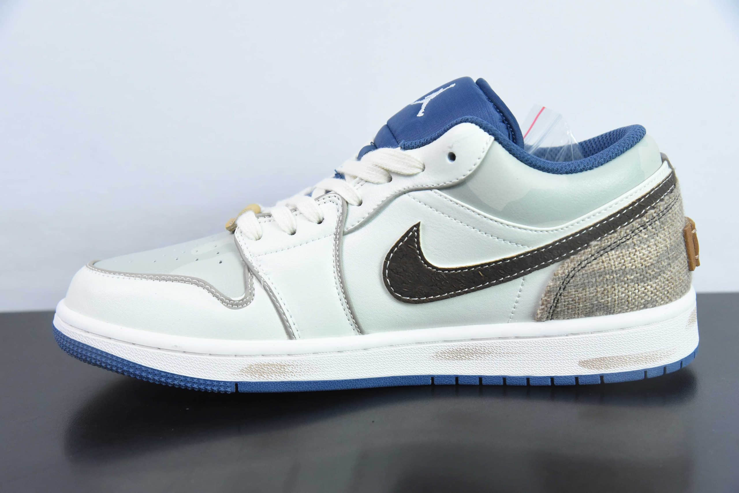 乔丹Air Jordan AJ1 Low 踏浪蓝白棕定制配色系列低帮复古文化篮球鞋纯原版本 货号：553558-414  