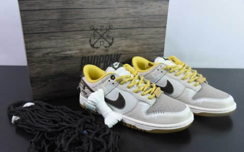 耐克Nike SB Dunk Low 熊猫恶作剧航海时代风帆黄棕SB低帮休闲滑板鞋纯原版本 货号：FV3629-371