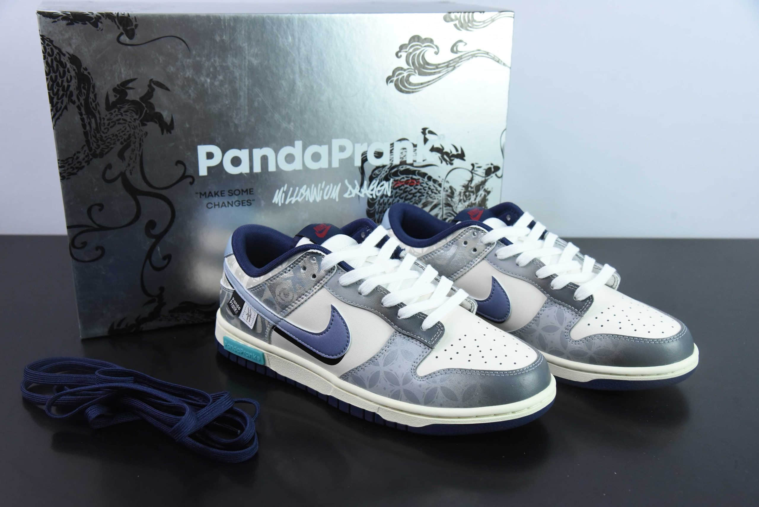 耐克Nike SB Dunk Low CNY龙年限定游龙则灵水运蓝白灰SB低帮休闲滑板鞋纯原版本 货号：FV8106-181