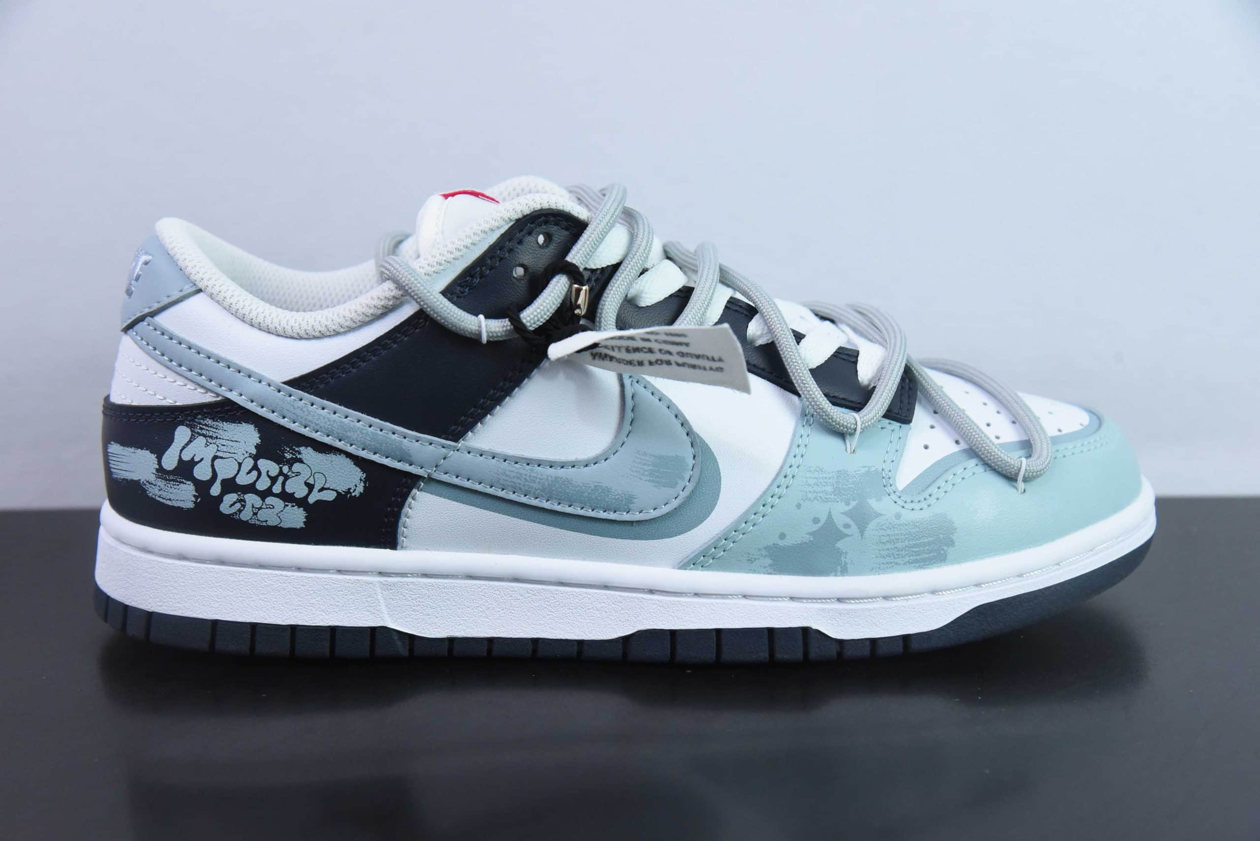 耐克Nike SB Dunk Low泼墨涂鸦灰绿解构SB低帮休闲滑板鞋纯原版本 货号：FB9109-401