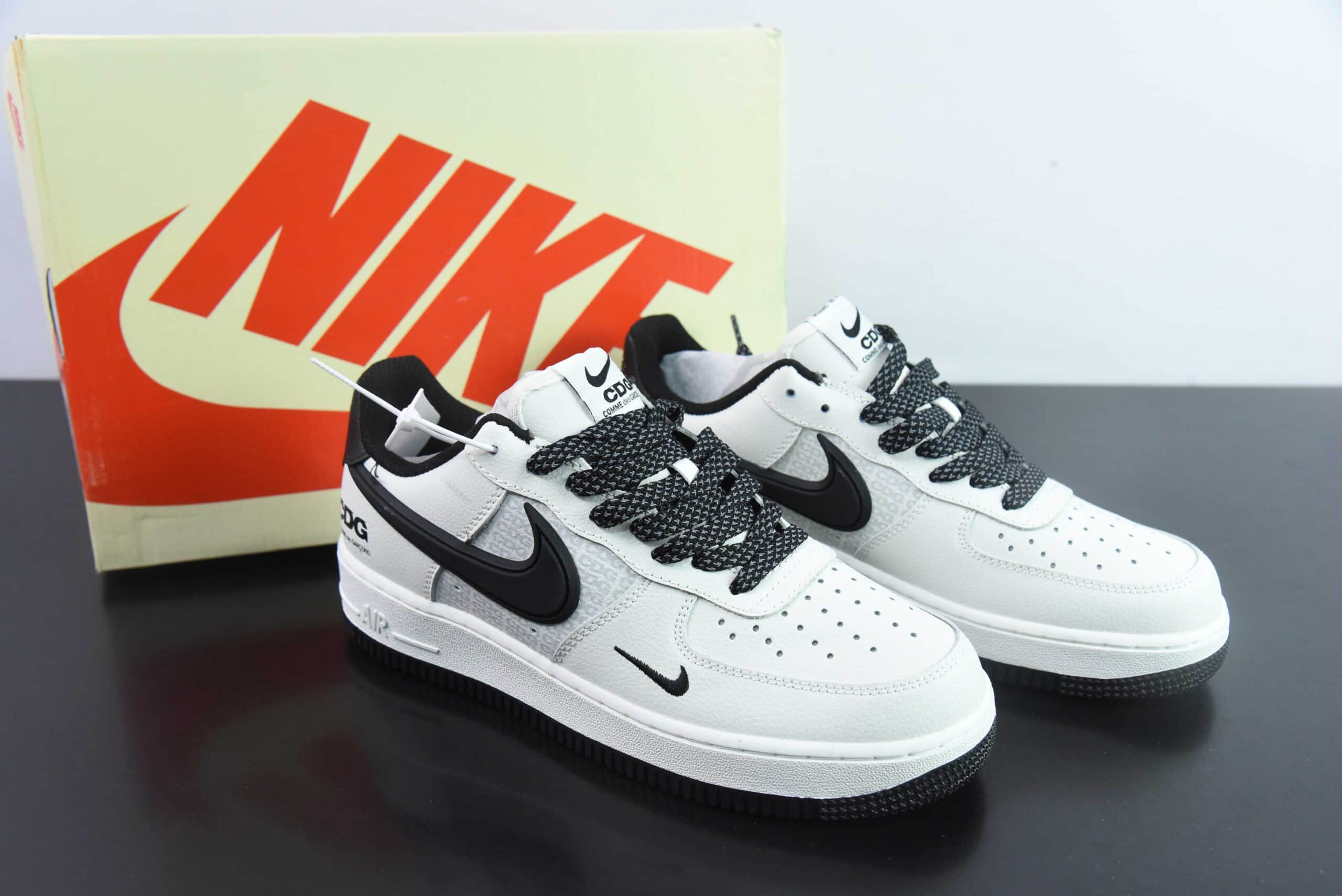 耐克Nike Air Force 1 '07 Low CDG联名米白黑空军一号低帮休闲板鞋纯原版本 货号：CG-240411 