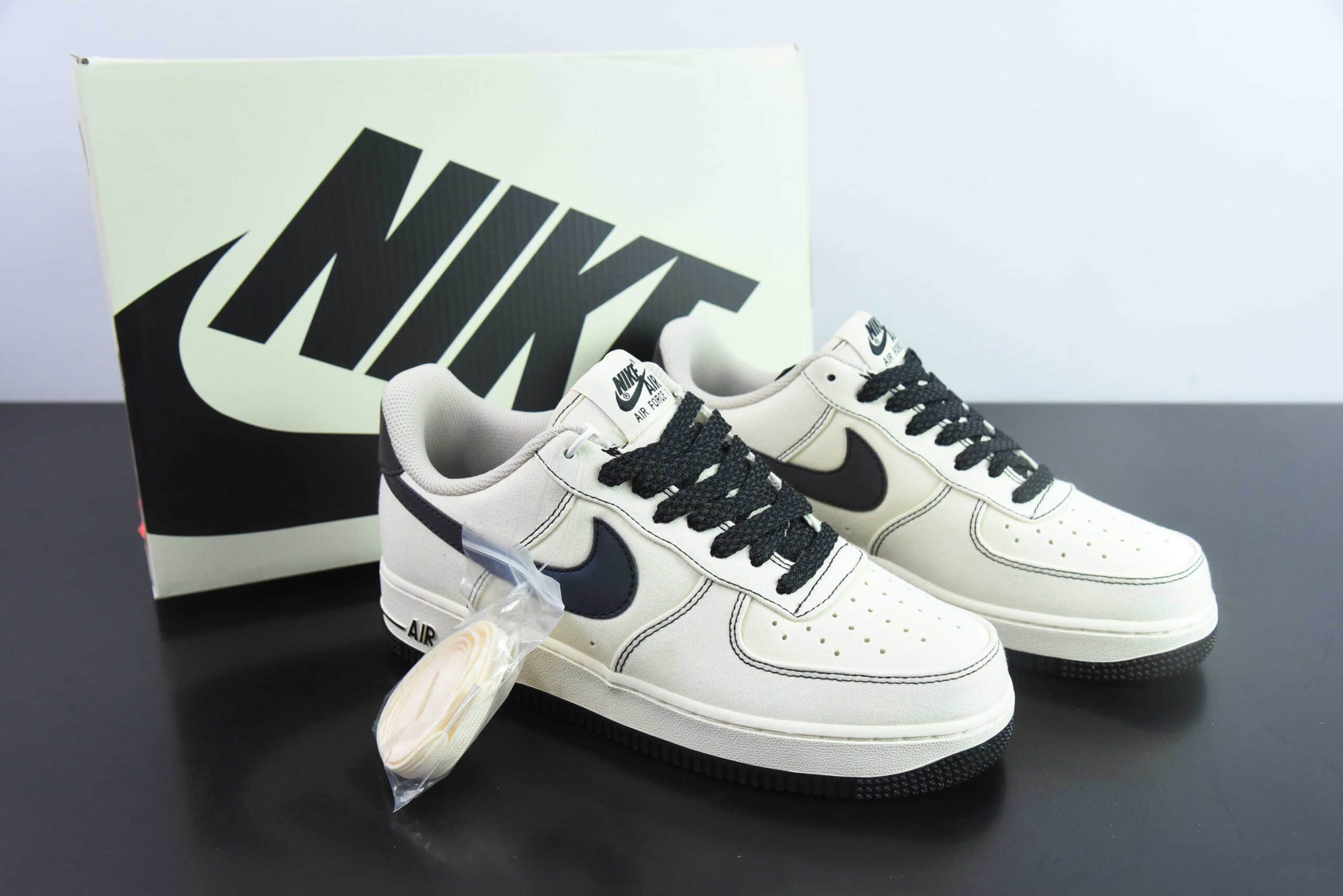 耐克Nike Air Force 1´07 Low米黑布面空军一号低帮百搭休闲运动板鞋纯原版本 货号：TQ1456-288