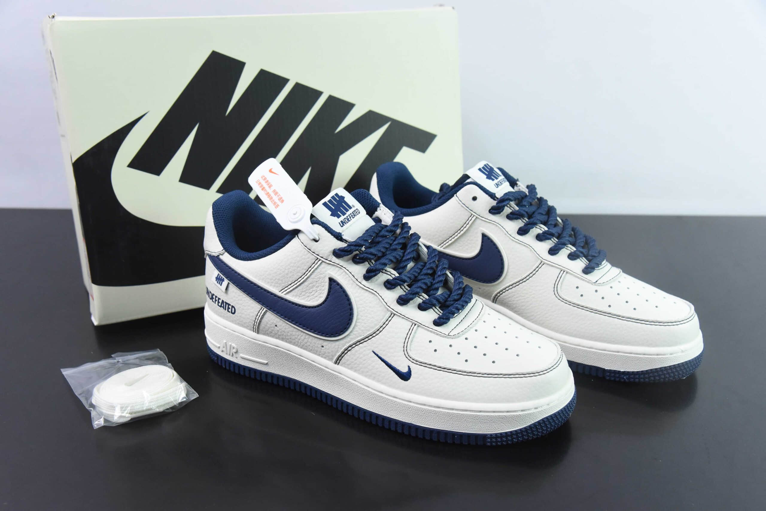 耐克Nike Air Force 1 Low 07 x UNDEFEATED 白蓝小钩麻绳空军一号低帮休闲板鞋纯原版本 货号：UT2023-205 