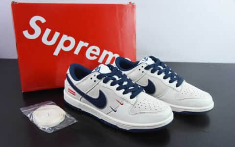 耐克Nike SB Dunk Low x Supreme联名白蓝双小钩SB低帮休闲滑板鞋纯原版本 货号：XX2025-668