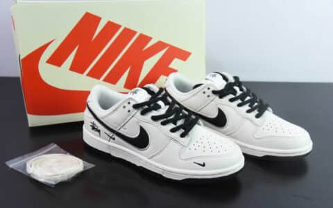 耐克Nike SB Dunk Low x Stussy联名白黑三小钩SB低帮休闲滑板鞋纯原版本 货号：SJ2068-283