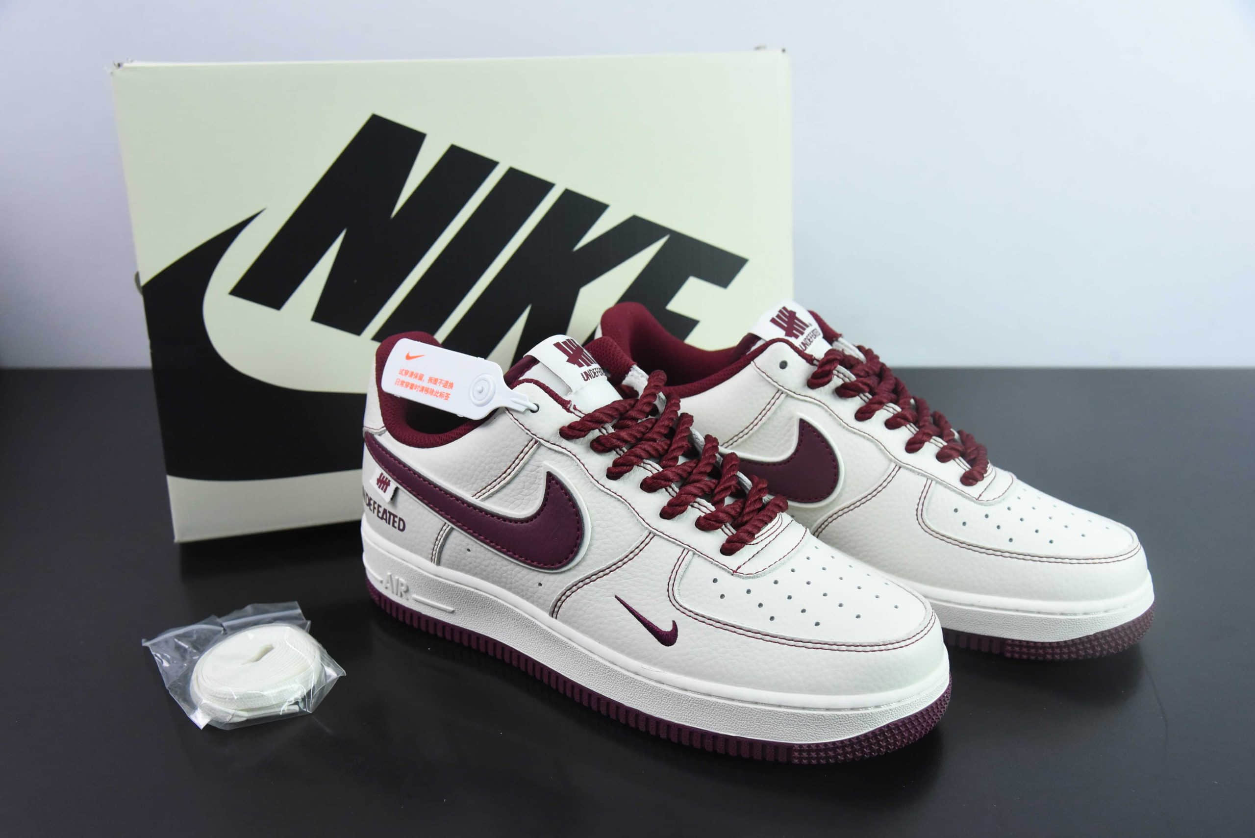 耐克Nike Undefeated x Nk Air Force 1'07 Low 米红麻绳空军一号低帮休闲板鞋纯原版本 货号：UT2023-206