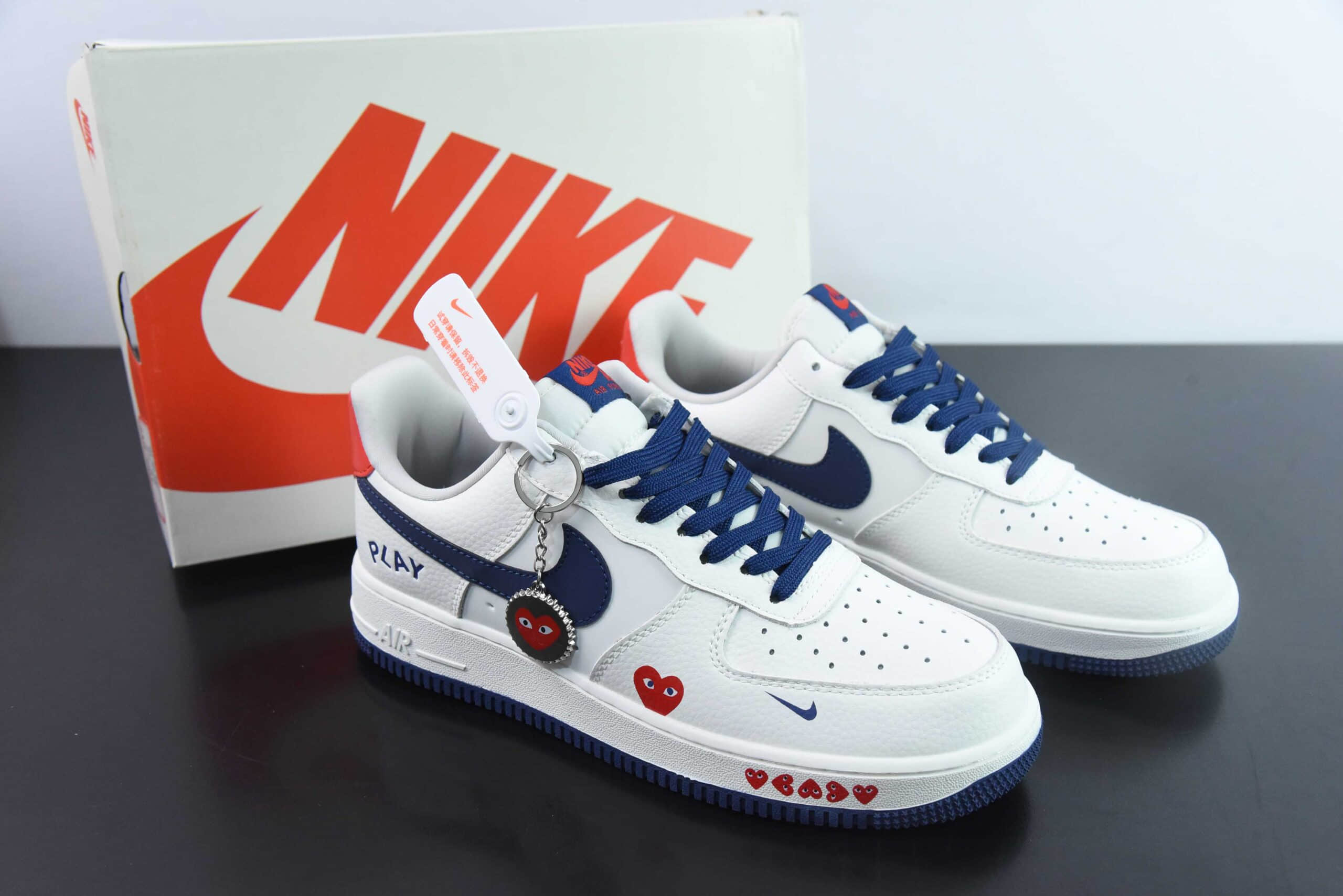耐克Nike Air Force 1'07 Low 川久保玲联名米白深蓝空军一号低帮休闲板鞋纯原版本 货号：KK1988-001