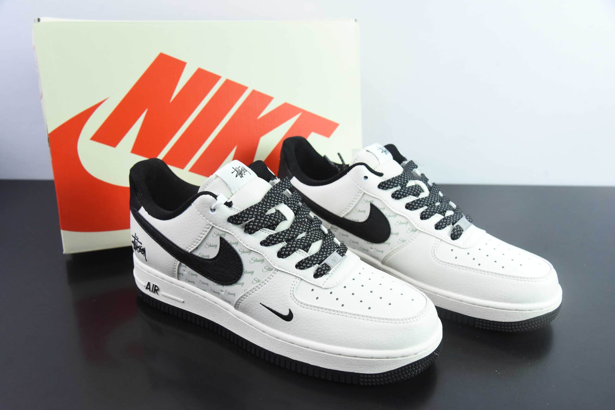 耐克Nike Air Force 1 AF1斯图西联名白黑刺绣空军一号低帮休闲板鞋纯原版本 货号：XZ3328-001 