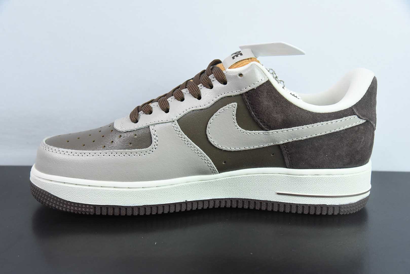 耐克Nike Air Force 1 AF1灰咖猿人头印花空军一号低帮休闲板鞋纯原版本 货号：KK1988-039