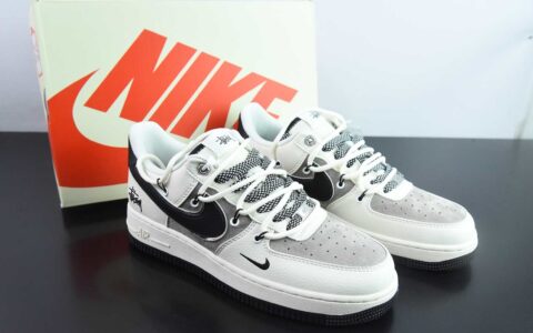 耐克Nike Air Force 1'07 Low 斯图西联名米黑抽绳空军一号低帮休闲板鞋纯原版本 货号：SJ1198-109