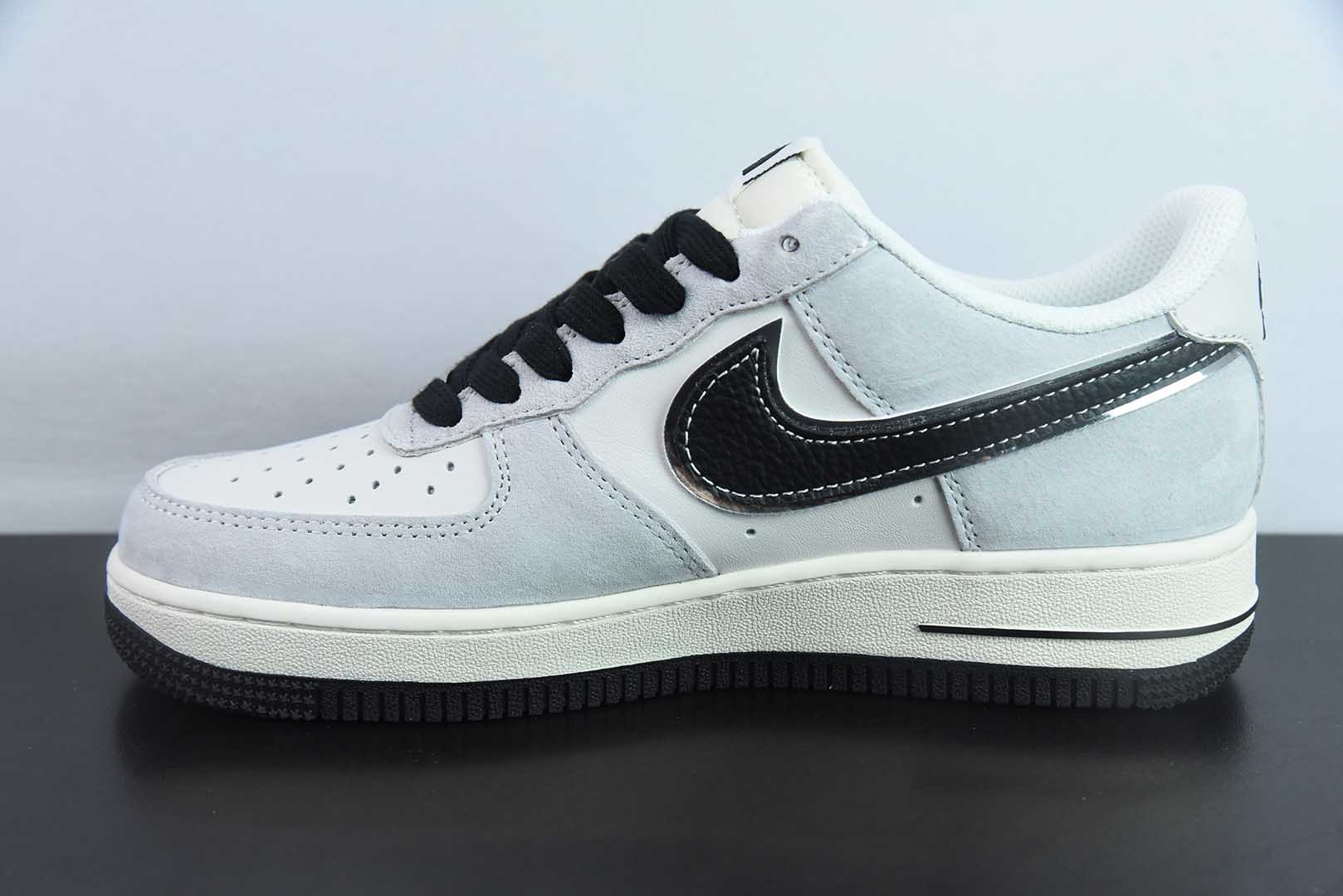 耐克Nike Air Force 1 AF1灰白黑银边北面印花定制版空军一号低帮休闲板鞋纯原版本 货号：XZ6188-916