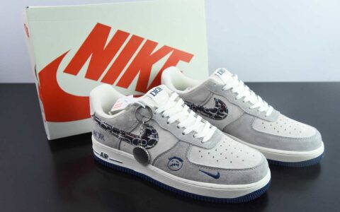 耐克Nike Air Force 1'07 Low 迪奥联名灰蓝鬼脸空军一号低帮休闲板鞋纯原版本 货号：KK1988-044