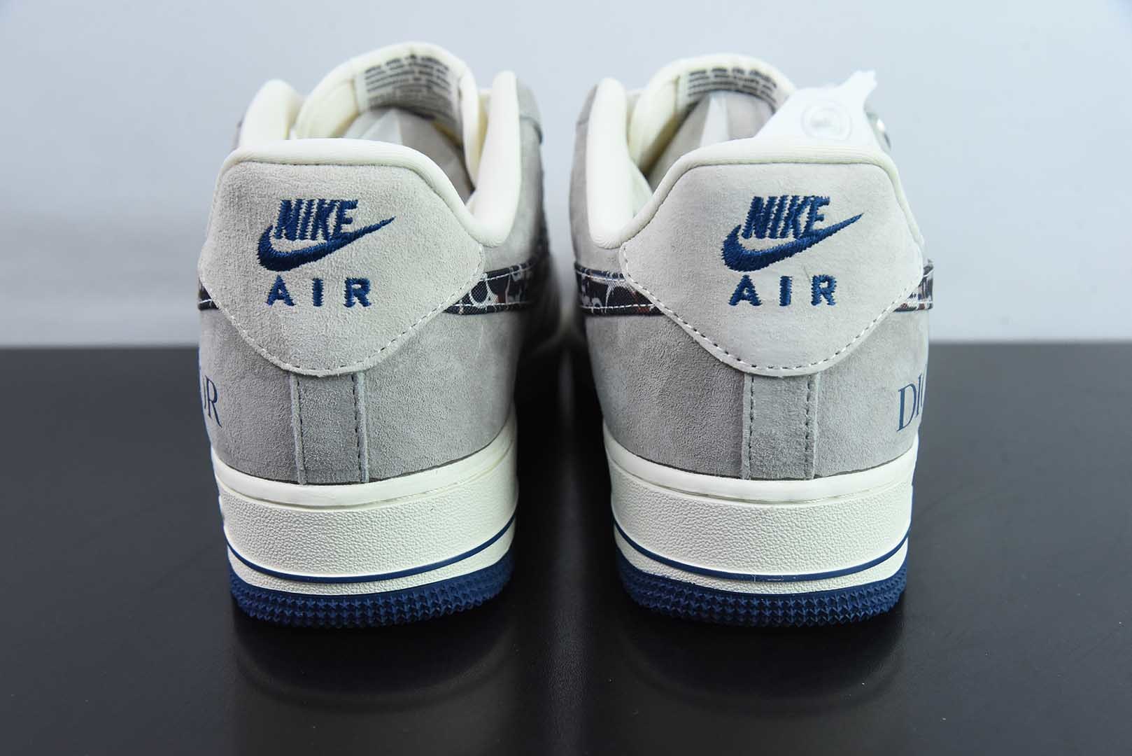 耐克Nike Air Force 1'07 Low 迪奥联名灰蓝鬼脸空军一号低帮休闲板鞋纯原版本 货号：KK1988-044 