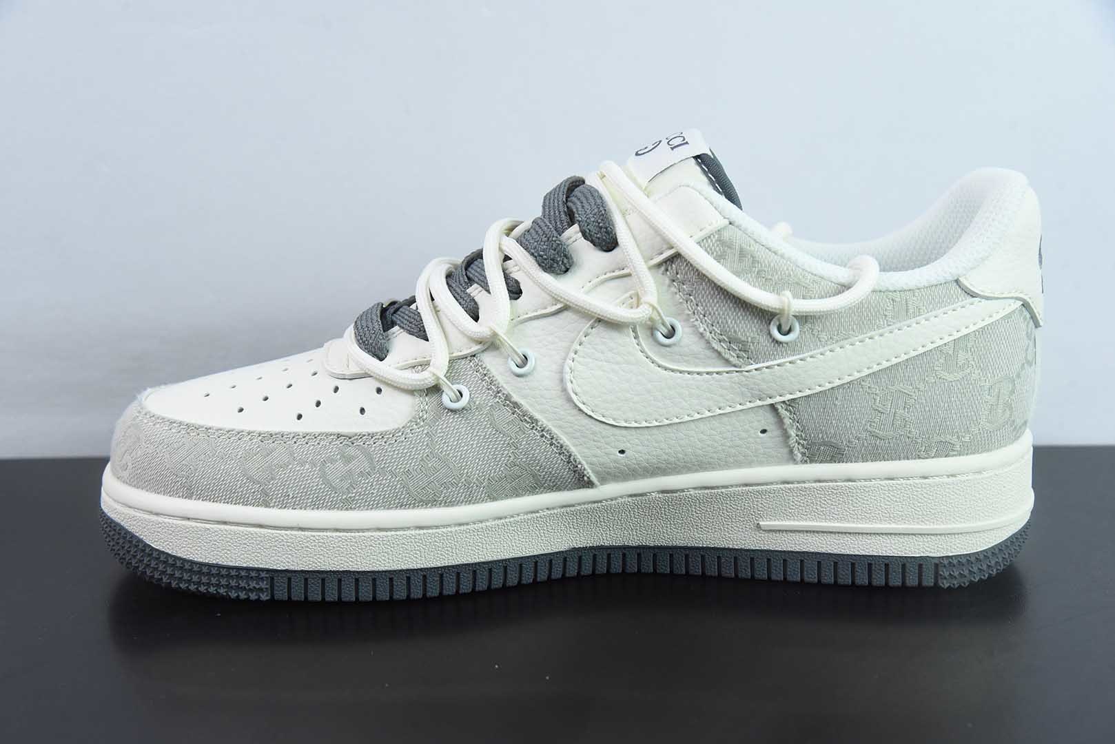 耐克Nike Air Force 1 Low 07 x GUCCI联名白灰绑带满天星空军一号低帮休闲板鞋纯原版本 货号：SJ1198-105
