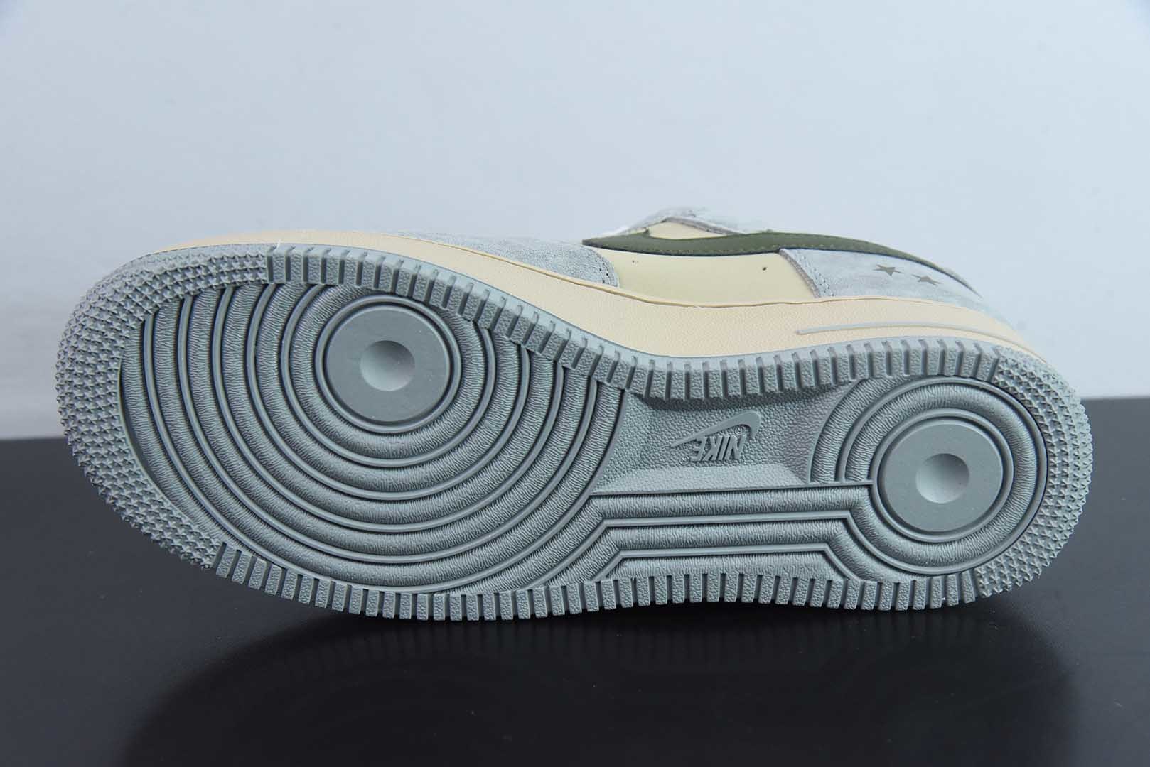 耐克Nike Air Force 1 '07 Low “斯图西联名橄榄绿五角星”空军一号低帮休闲板鞋纯原版本 货号：KK1988-034