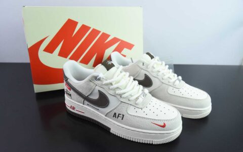 耐克Nike Air Force 1'07 Low 斯图西联名双拼米浅粽空军一号低帮休闲板鞋纯原版本 货号： SJ6698-025