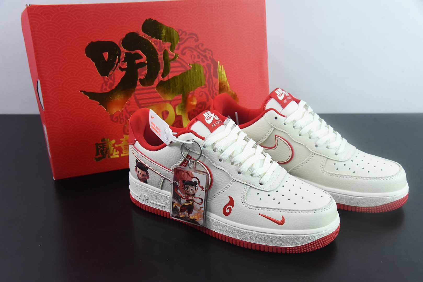 耐克Nike Air Force 1 Low 07 哪吒闹海哪吒涂鸦魔丸米红小钩空军一号低帮休闲板鞋纯原版本 货号：KK1988-059 