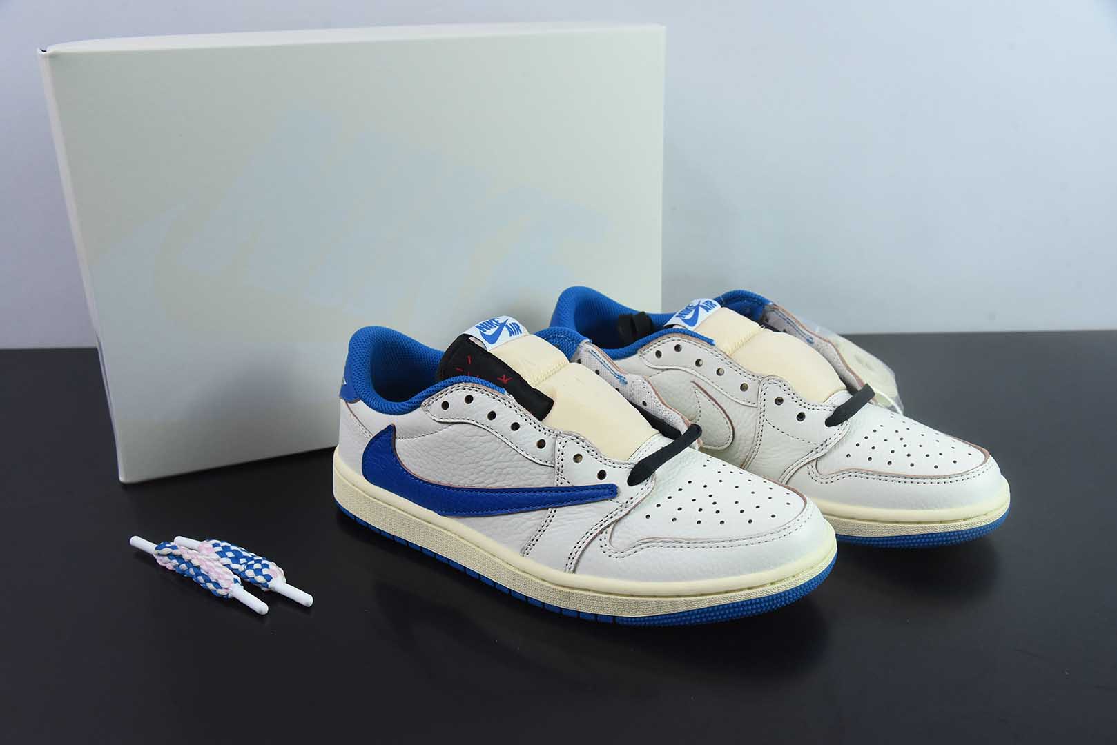 乔丹Air Jordan Travis Scott x Air Jordan AJ1 Low OG SP TS联名AJ1白蓝倒钩低帮文化篮球鞋纯原版本 货号：DM7866 - 104