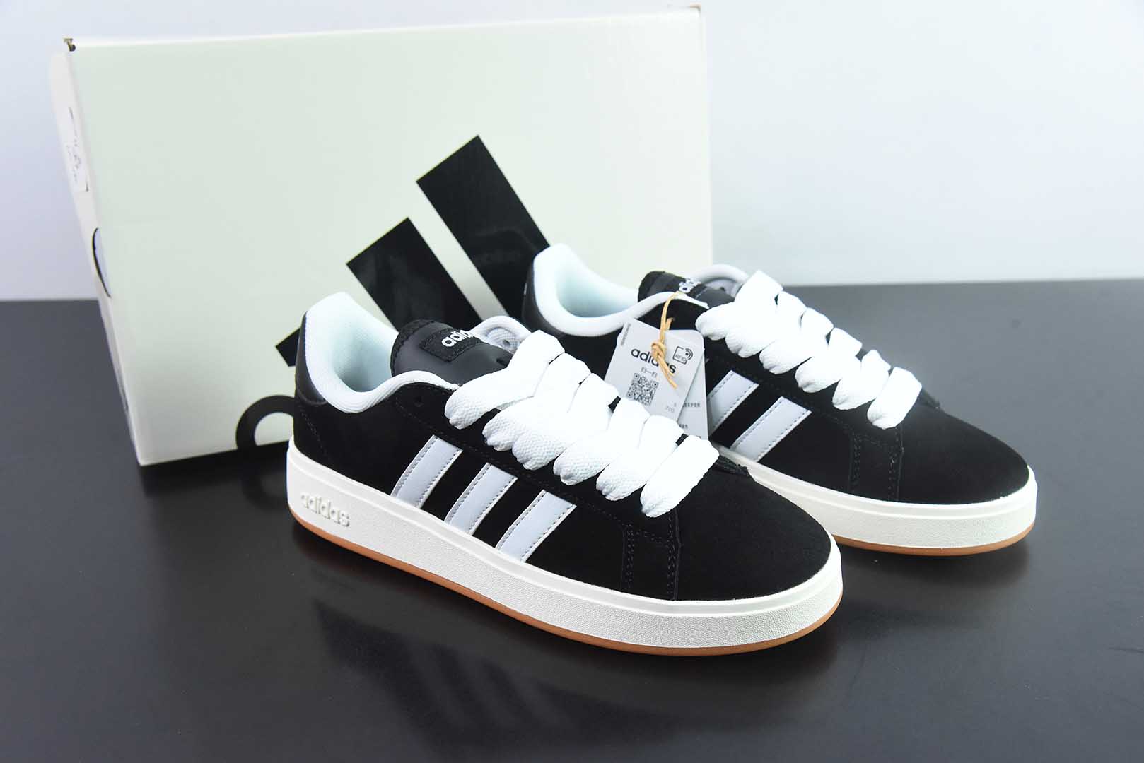阿迪达斯Adidas GRAND COURTBEAT Base 00S黑白低帮休闲板鞋纯原版本 货号：IH6184