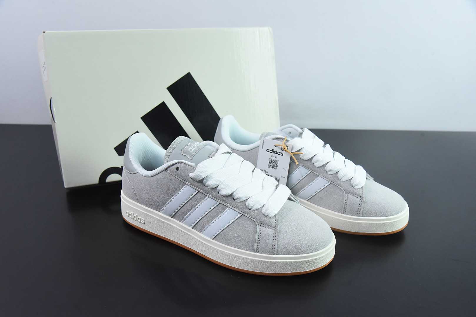 阿迪达斯Adidas GRAND COURTBEAT Base 00S 灰白休闲耐磨低帮板鞋纯原版本 货号：IH6188