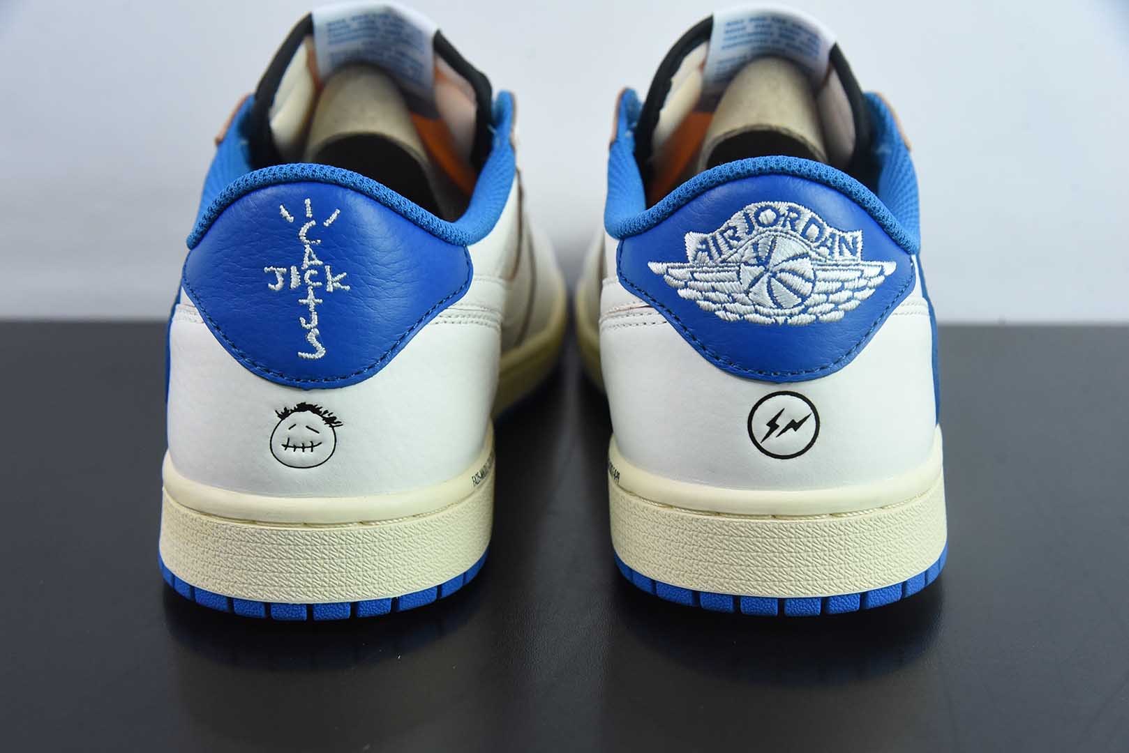 乔丹Travis Scott x Air Jordan AJ1 Low OG SP TS联名白蓝闪电倒钩2.0低帮复古文化篮球鞋纯原版本 货号：DM7866-104