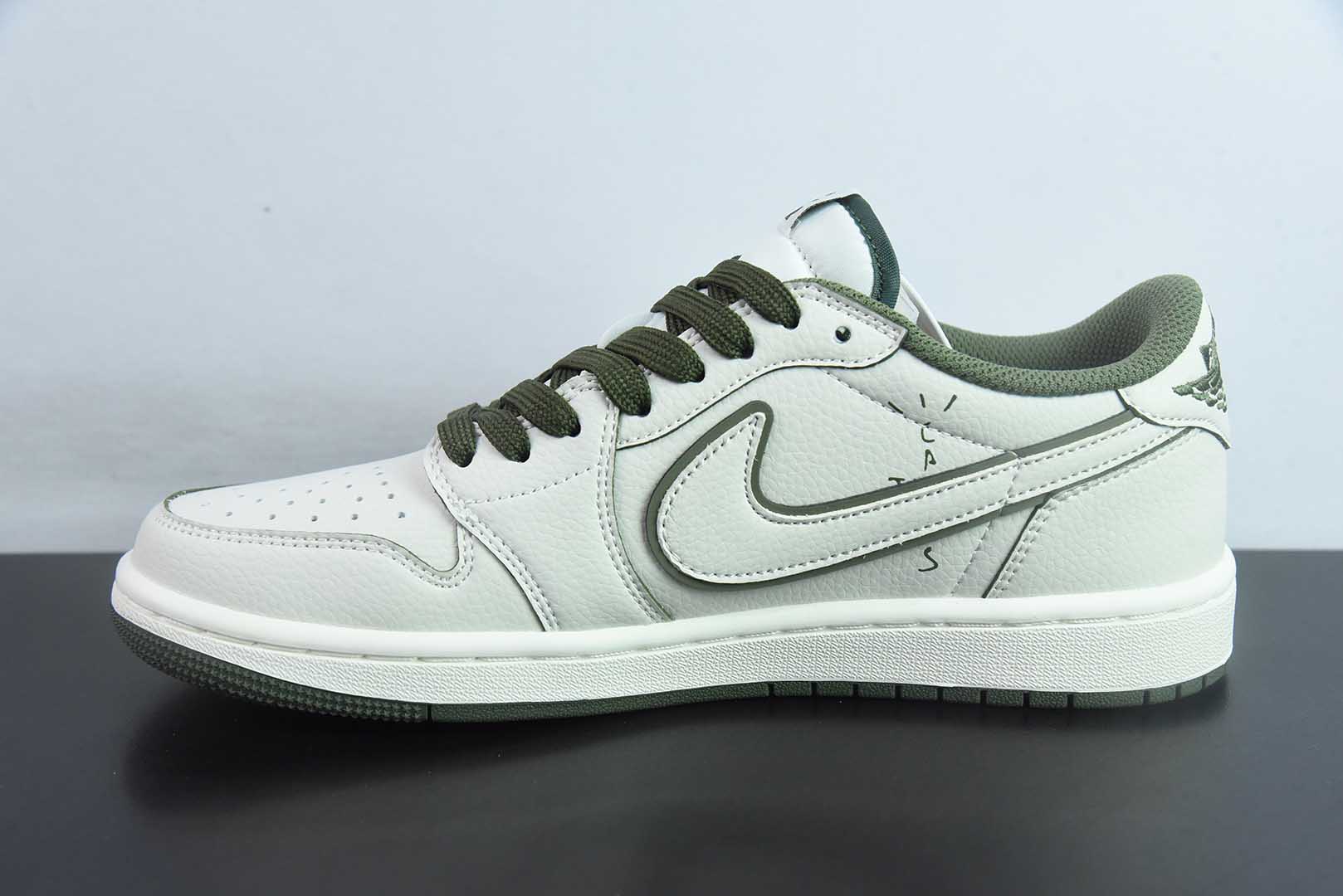 乔丹TS x Air Jordan AJ1 Low x UNDEFEATED UND联名白绿倒钩低帮文化复古篮球鞋纯原版本 货号：DF1845 - 535