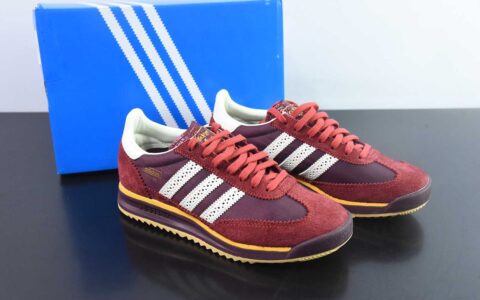 阿迪达斯Adidas Originals SL 72 RS暗红色经典复古轻便休闲运动慢跑鞋纯原版本 货号：JQ0989