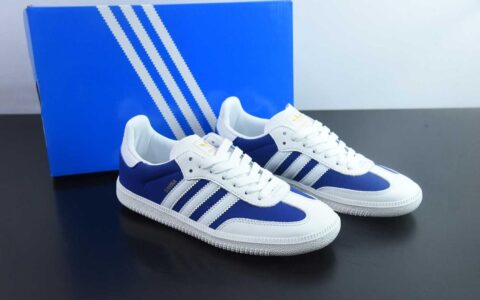 阿迪达斯 Adidas Original Samba OG 阿迪三叶草白蓝复古桑巴鞋纯原版本 货号：JI3203