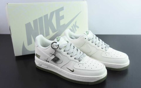 耐克Nike Air Force 1'07 Low 耐克联名白绿小三勾空军一号低帮休闲板鞋纯原版本 货号：XX3168-182