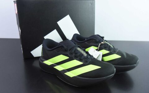 阿迪达斯Adidas Adizero Evo SL阿迪黑绿超轻透气缓震跑鞋纯原版本 货号：JR3420
