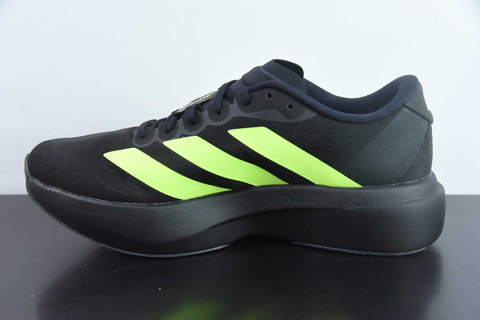 阿迪达斯Adidas Adizero Evo SL阿迪黑绿超轻透气缓震跑鞋纯原版本 货号：JR3420