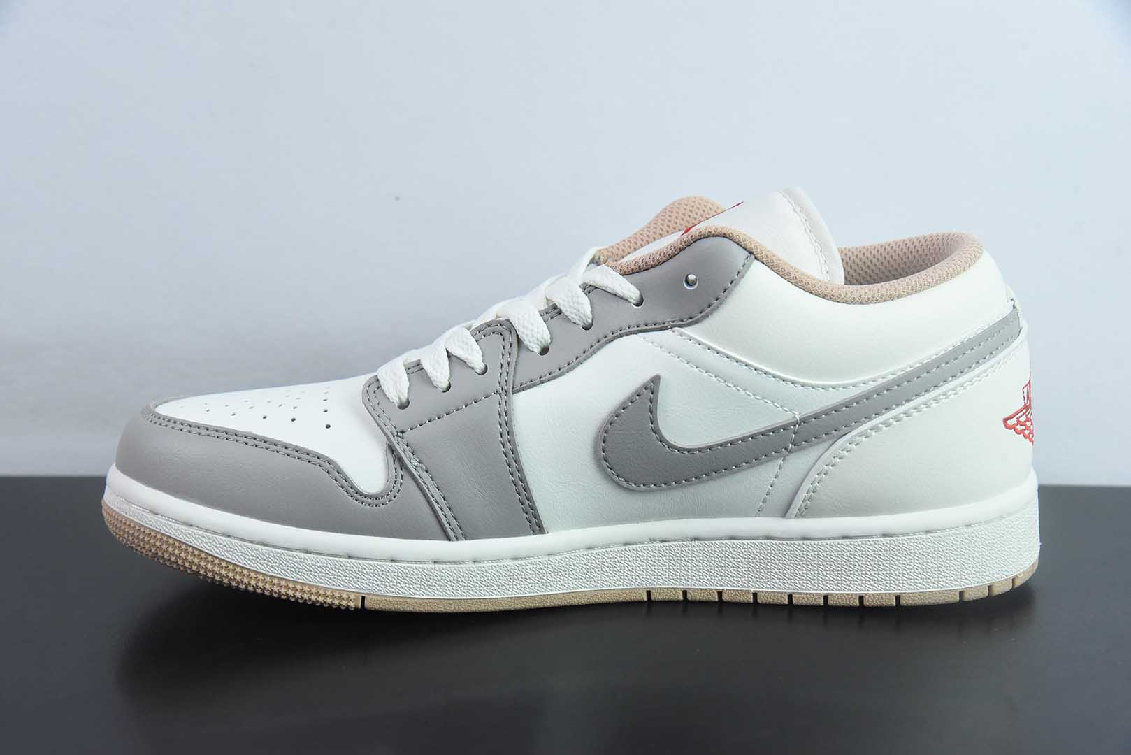 乔丹Air Jordan AJ1 Low AJ1乔1米灰红低帮休闲板鞋纯原版本 货号：553558-169