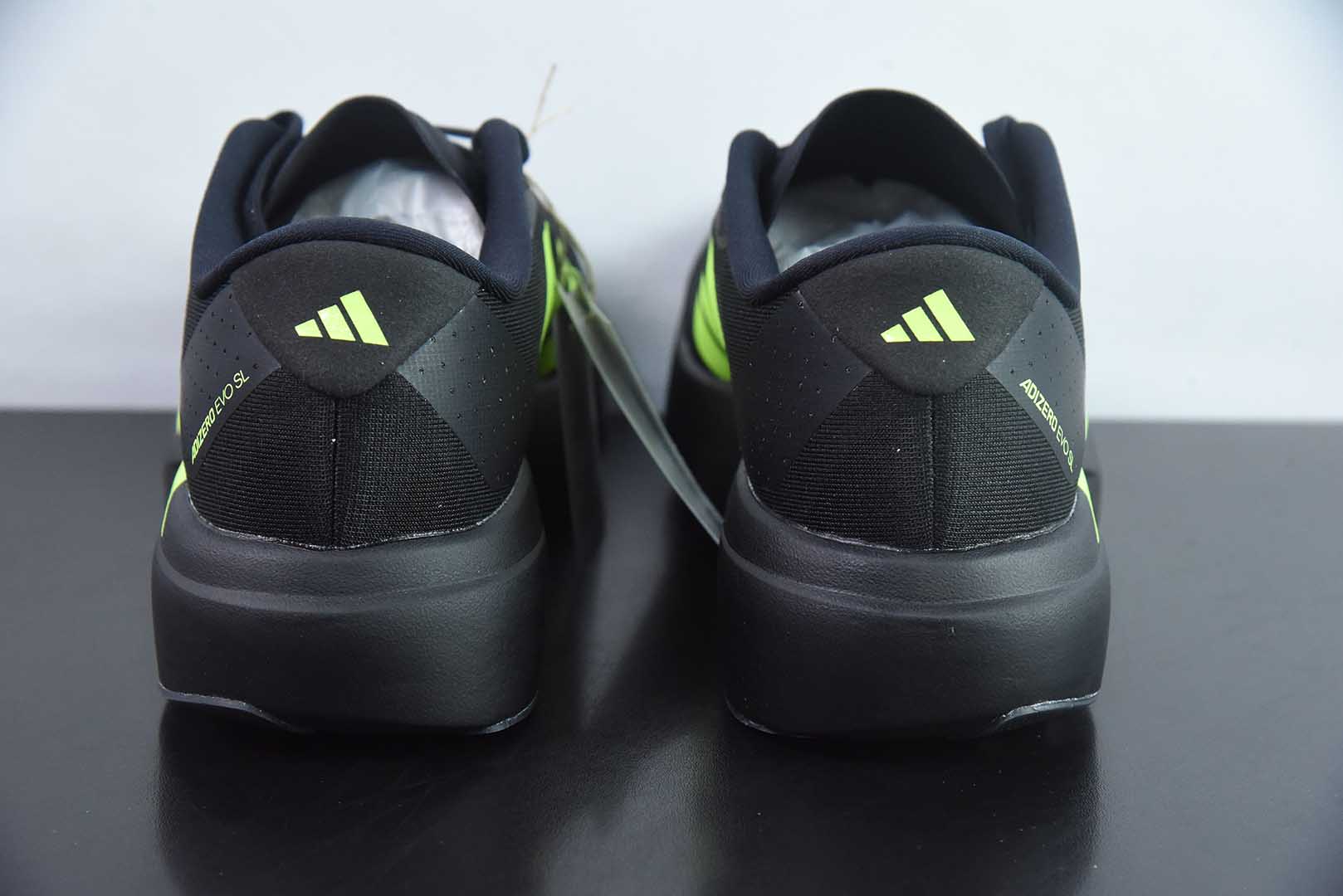 阿迪达斯Adidas Adizero Evo SL阿迪黑绿超轻透气缓震跑鞋纯原版本 货号：JR3420