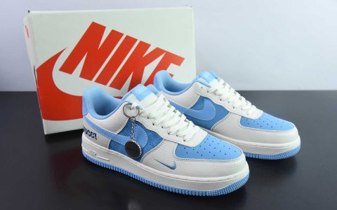 耐克Nike Air Force x Gucci联名款白蓝古驰印花定制版空军一号低帮休闲板鞋纯原版本 货号：DF0188-067