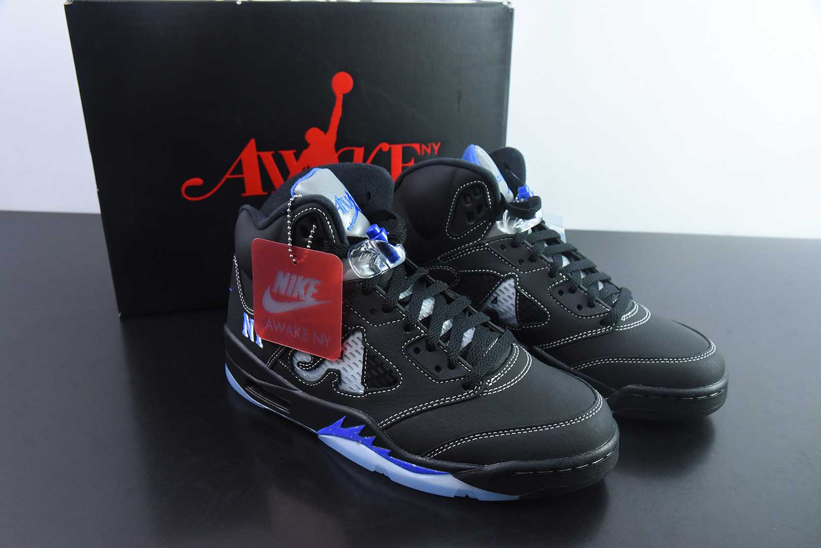 乔丹Awake NY x Air Jordan 5 Retro AJ5乔5联名赛车蓝男子文化篮球鞋纯原版本 货号：DV4982-004