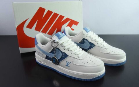 耐克Nike Air Force 1'07 Low LV联名白蓝牛仔布勾空军一号低帮休闲板鞋纯原版本 货号：DF0188-068