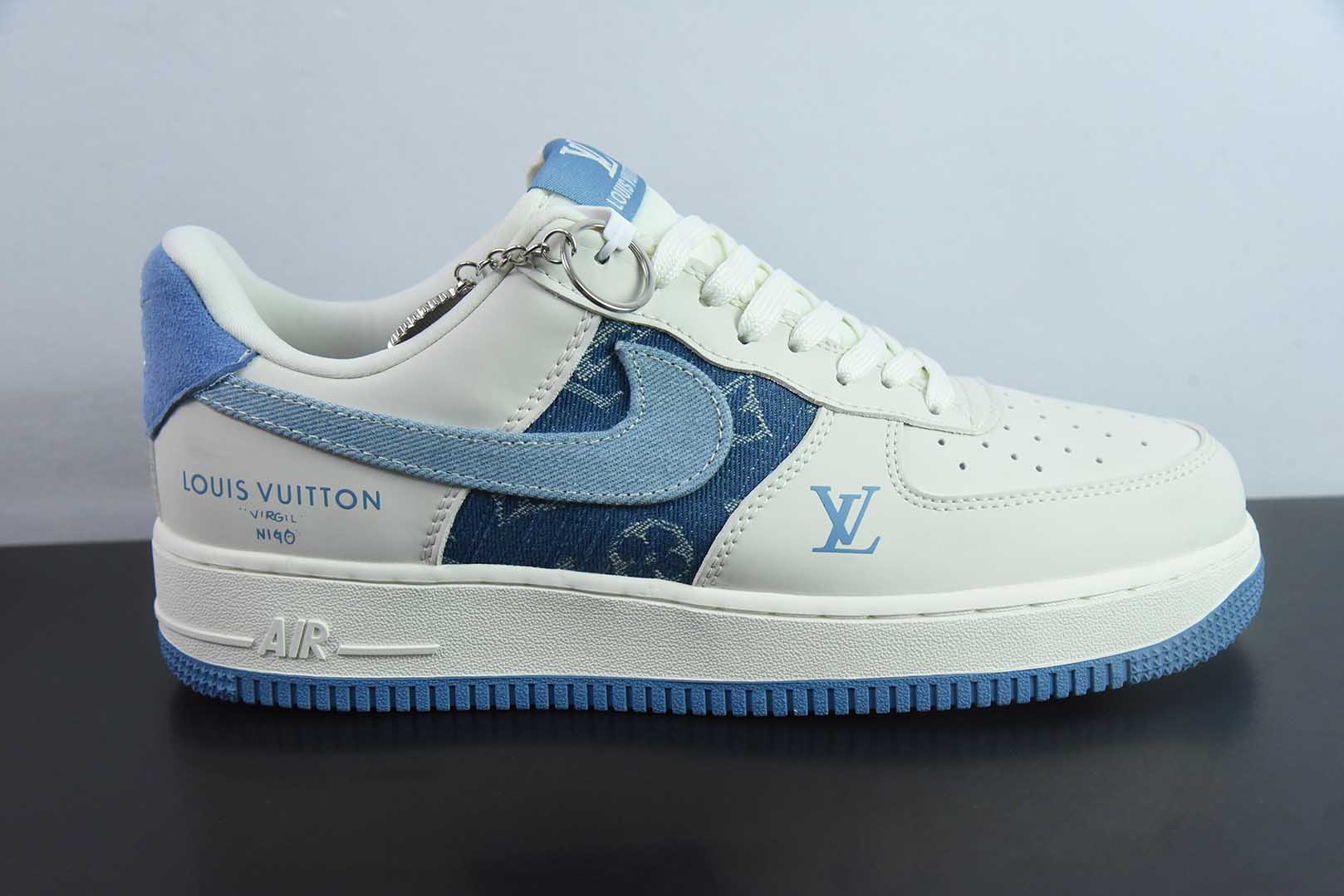耐克Nike Air Force 1'07 Low LV联名白蓝牛仔布勾空军一号低帮休闲板鞋纯原版本 货号：DF0188-068